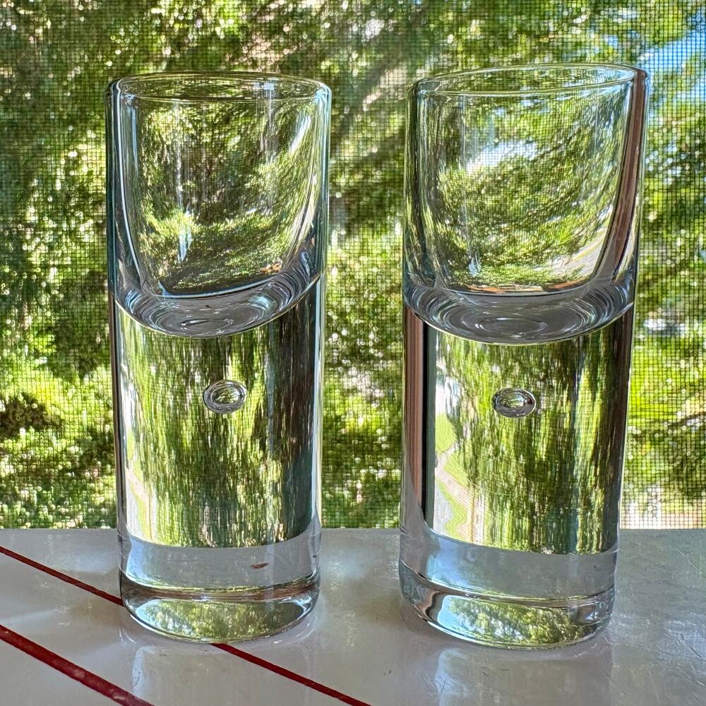 Kosta Boda Sweden Pippi Bubble Shot Glasses Set of 2 Art Glass